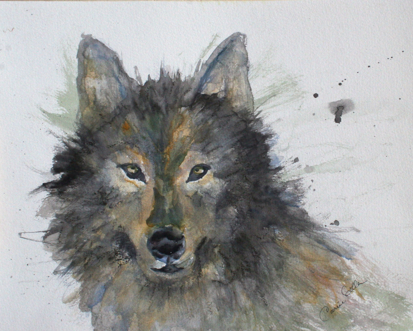 CARRIE GOLLER PRINTS - CREATURES - WOLF original watercolor, 8x10