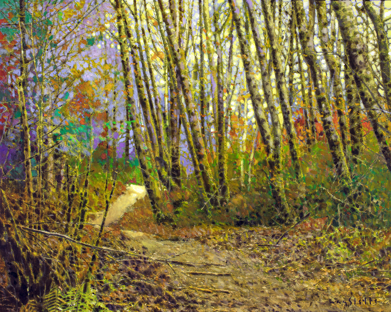 Prints available, original***SOLD*** Woodland Path (HMOC 1655) Oil & Mixed Media 24x30