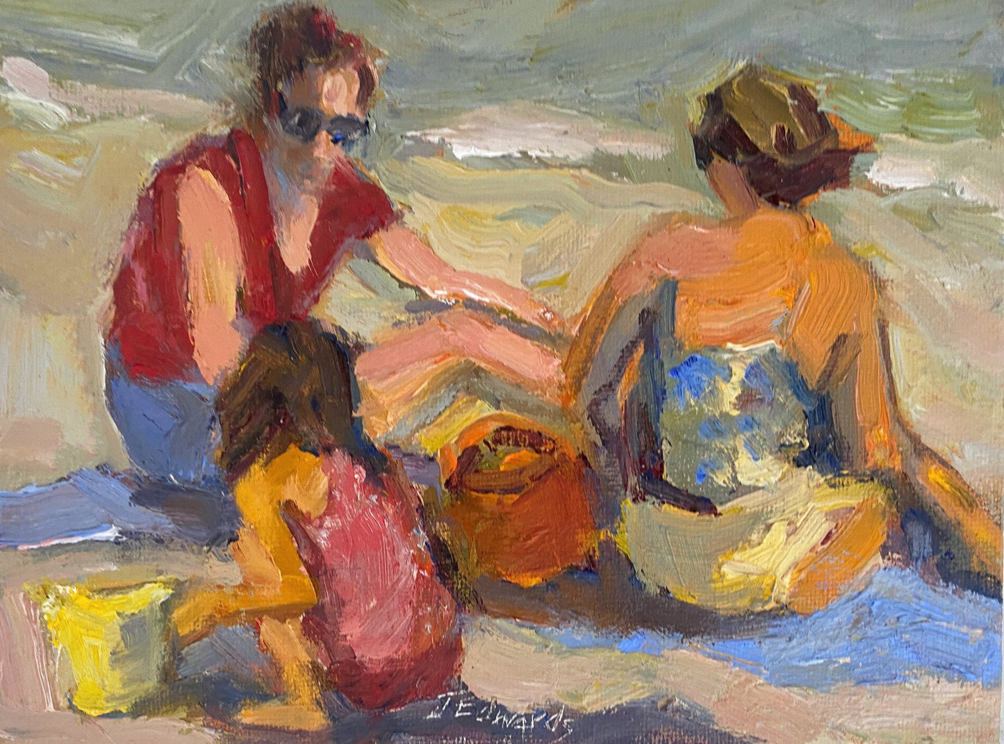 ***SOLD*** JEANNE EDWARDS - Yellow Pail, oil on panel (framed) 6x8