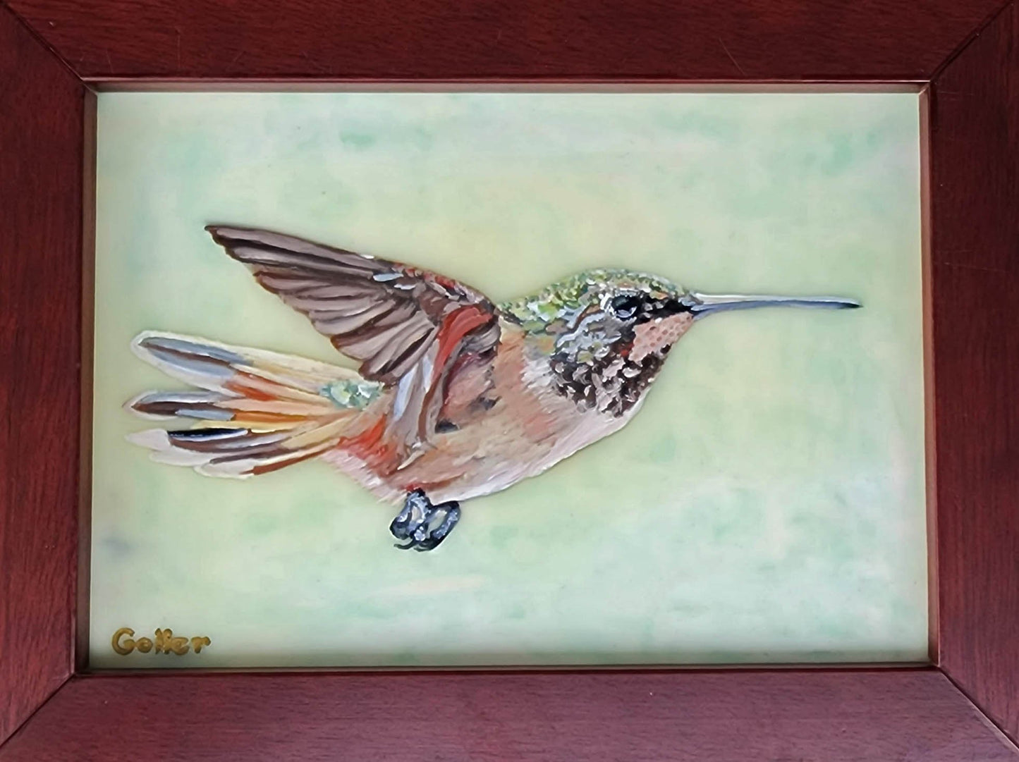 Prints available, original ***SOLD*** Carrie Goller - Arrow, Oil/Encaustic 5x7 Framed