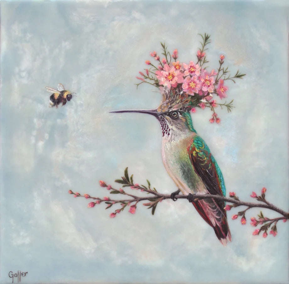CARRIE GOLLER - Peridot (Floriferous Hummingbird) Print, Original size 8x8