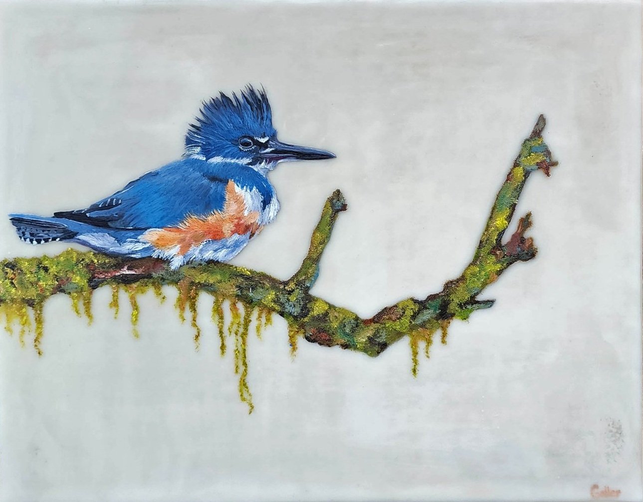 Prints available, original ***SOLD*** Carrie Goller - Fisher King, mixed media - oil/encaustic 11x14