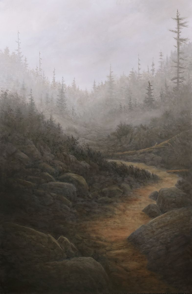 TIM PFEIFFER - Head in the Clouds, Oil on gallery wrap canvas, 36x24 (framed)