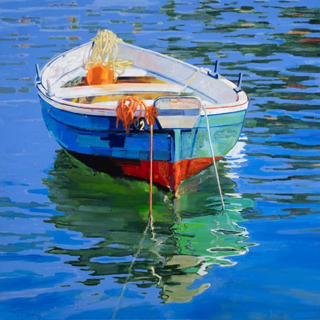 ***SOLD***SYDNI STERLING - Portofino II, enhanced giclee on canvas with acrylic, 24”Wx24”H