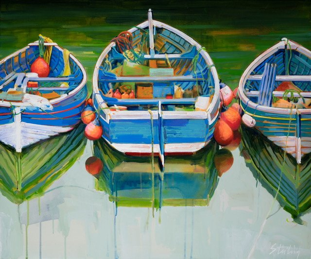 Prints available, original ***SOLD*** SYDNI STERLING - The End of the Day, Original acrylic on canvas, 24"Hx30”W framed in black floater frame