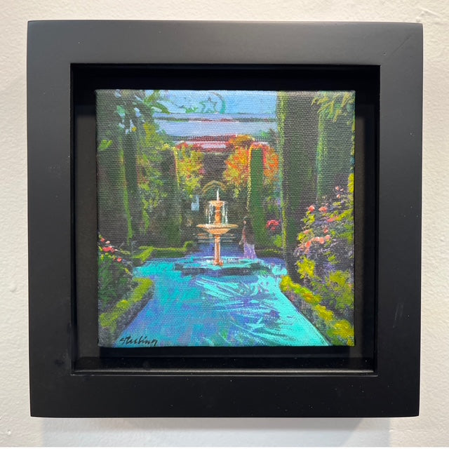 SYDNI STERLING - Grande Mosquee de Paris, original acrylic on canvas, 5”Wx5”H (framed)