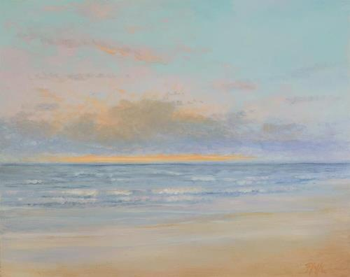 ***SOLD***TIM PFEIFFER - Beach Sunset, oil on archival wood panel 8x10 (framed)