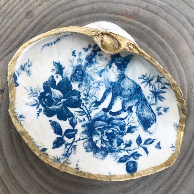 ***SOLD***Hood Canal Seashell - Large Clam with 18k Gold Trim - Carrie Goller