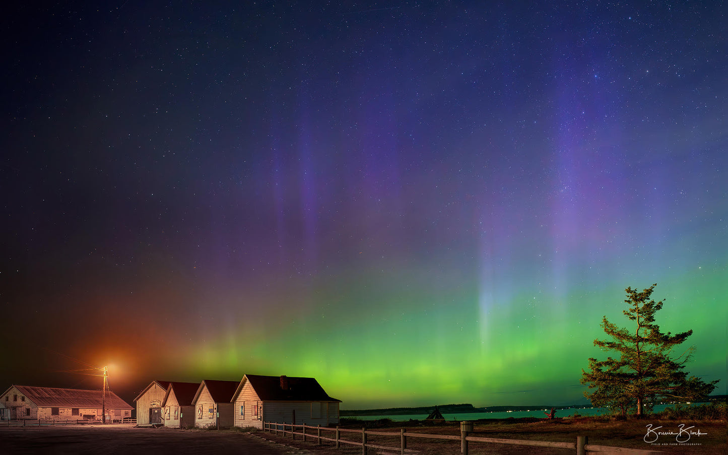 Prints Available, Original***SOLD***Bonnie Block - Norwegian Point Aurora, Fine Art Cold Wax Photo on Wood Panel, 8x16