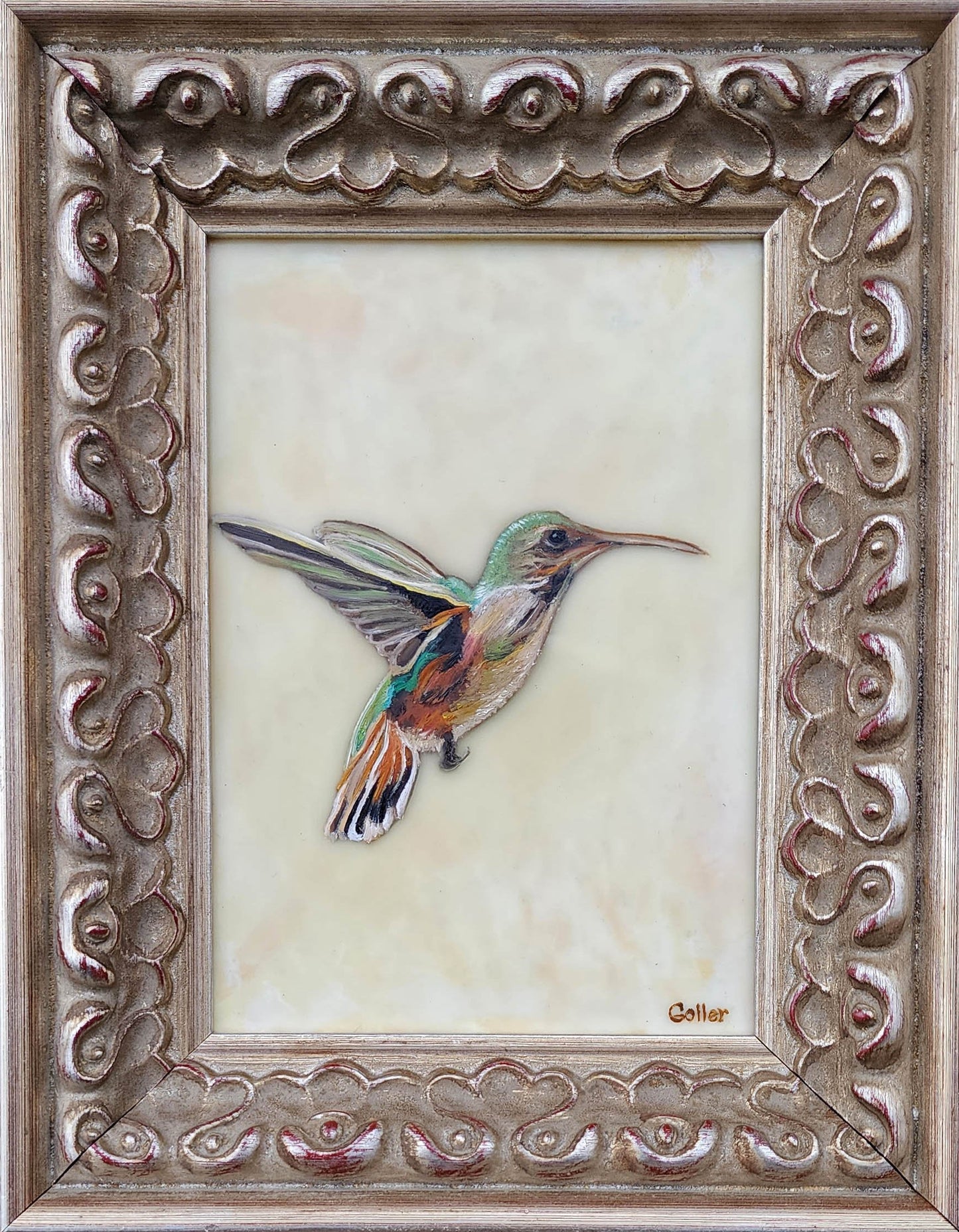 Prints available, original ***SOLD*** Carrie Goller - Sage, Oil/Encaustic 7x5 Framed