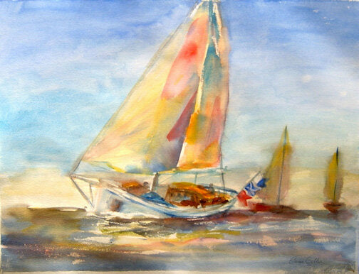 Prints available ***SOLD*** Carrie Goller - In the Lead - large 42x31.5 watercolor giclee (framed size 54x44)