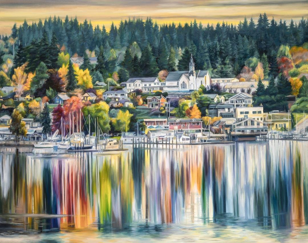 Jody Yashenko - Poulsbo Ablaze, 18x24 Gallery Wrap Canvas Giclee (ready to hang)