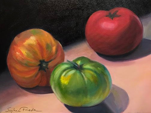 SOPHIE FRIEDA - Tres, oil on canvas 18x24