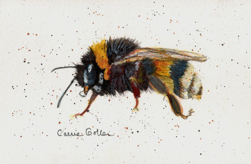 CARRIE GOLLER PRINTS - CREATURES - BEEMAMMOTH       original oil/encaustic, 4x6