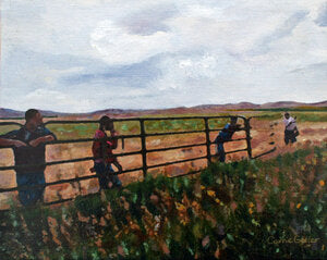 CARRIE GOLLER PRINTS - IMPRESSIONIST - WYOMING RANCH HANDS original mixed media, 8X10