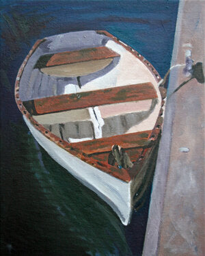 CARRIE GOLLER PRINTS - IMPRESSIONIST - PORT TOWNSEND SKIFF    original mixed media, 8X10