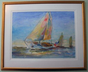 CARRIE GOLLER PRINTS - IMPRESSIONIST - IN THE LEAD     original watercolor, 42X31.5