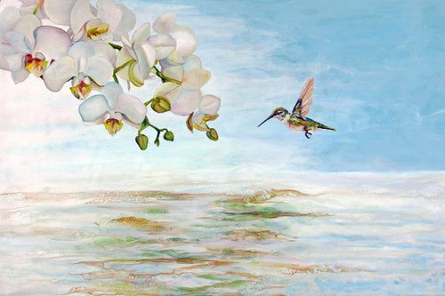 CARRIE GOLLER  PRINTS - BIRDS - ROMANTICAL III    original oil/encaustic, 24x36