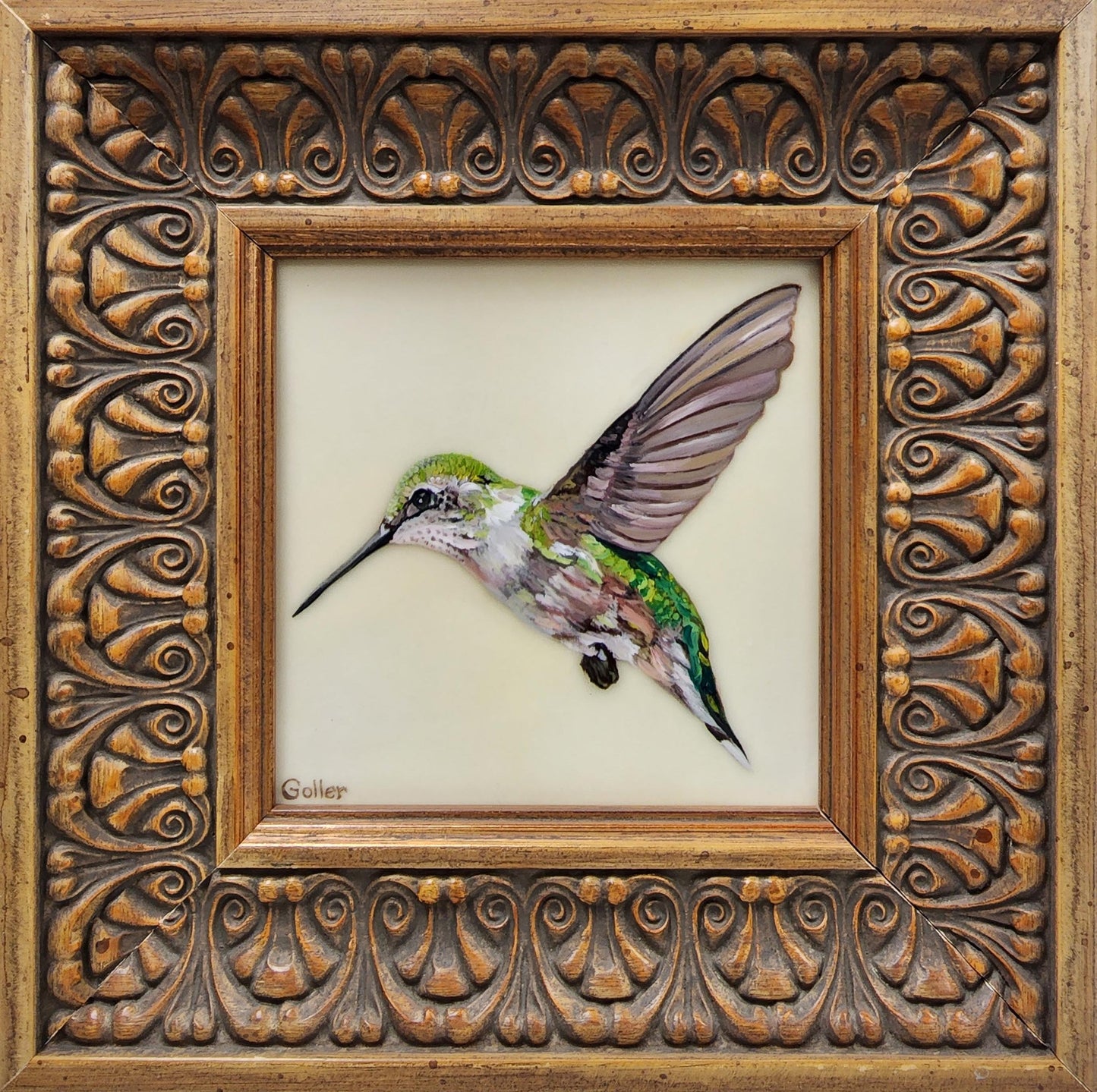 Prints available, original ***SOLD*** Carrie Goller - Twinkling, Oil/Encaustic 5x5 Framed