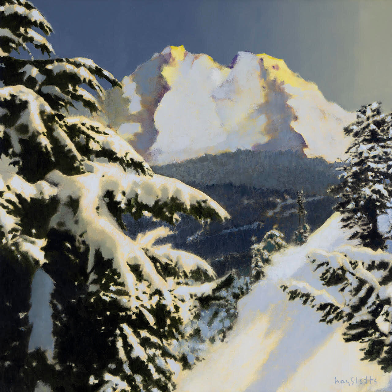 Prints available, original ***SOLD*** MAX HAYSLETTE - The Brothers at Sunrise (HMAC 1759) acrylic, 24X24