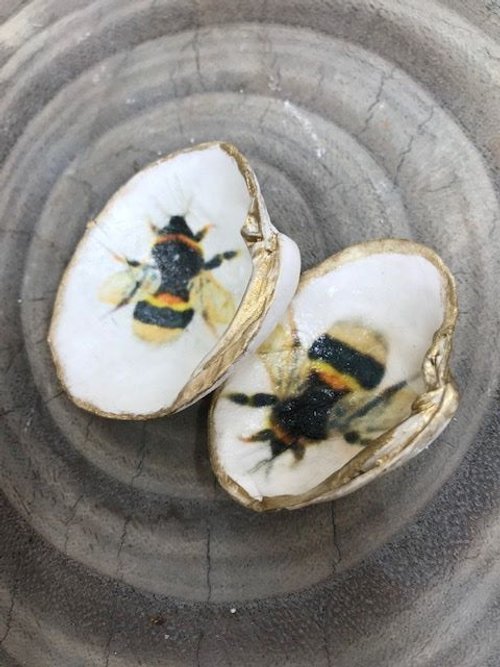 ***SOLD***Hood Canal Seashell - Xtra Small Bee Clam with 18k Gold Trim - Carrie Goller