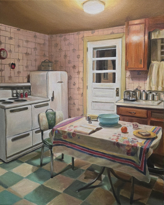 Jody Yashenko - Myrtle's Kitchen, Oil on gallery wrapped canvas (framed) 16x20