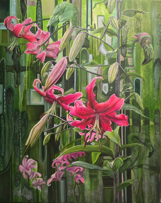 Jody Yashenko - Maybelline, Mixed Media - Oil/Glass Bead Medium on gallery wrapped canvas (framed) 30x24
