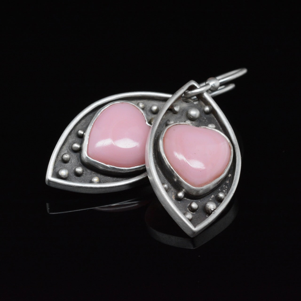 Jody Lyle - Pink Conch Heart Granulated Earrings, #3904