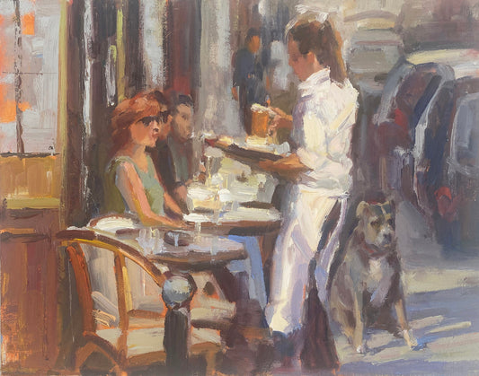 JEANNE EDWARDS - About Time, oil on panel, 11x14 (framed) *not currently in gallery, request to view*