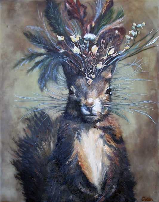 Prints available, original ***SOLD** CARRIE GOLLER - Ajax (Floriferous Collection), Mixed Media: Oil/Encaustic 14x11