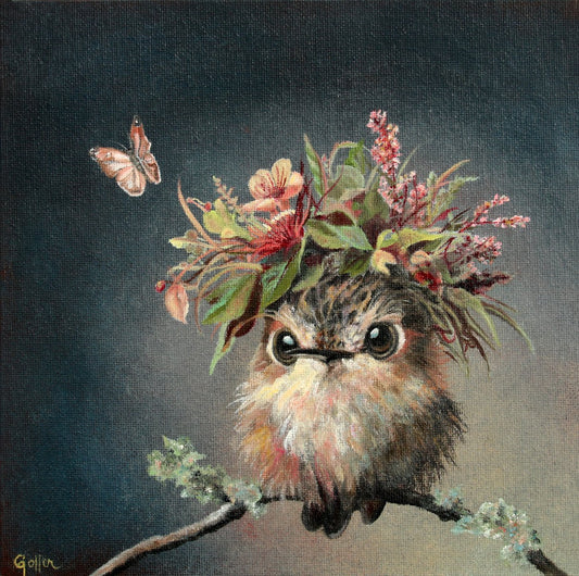 ***SOLD*** CARRIE GOLLER - Arlo (Floriferous Collection) Oil 8x8 (framed)