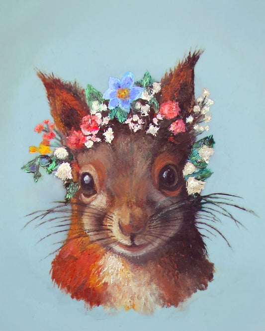 CARRIE GOLLER  - Arnauld (Floriferous Collection) Print, Original Size 8x8 (Squirrel)