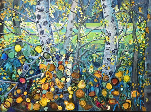 Jody Yashenko - Aspens, Mixed Media on gallery wrapped canvas (framed), 30x40