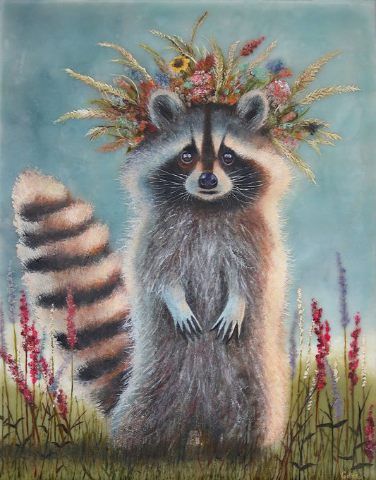 Prints available, original ***SOLD*** CARRIE GOLLER - Barnaby (Floriferous Collection), Mixed Media - oil/encaustic 14x11 ***At Rehs Contemporary Galleries, NYC, please inquire at (212) 355-5710***