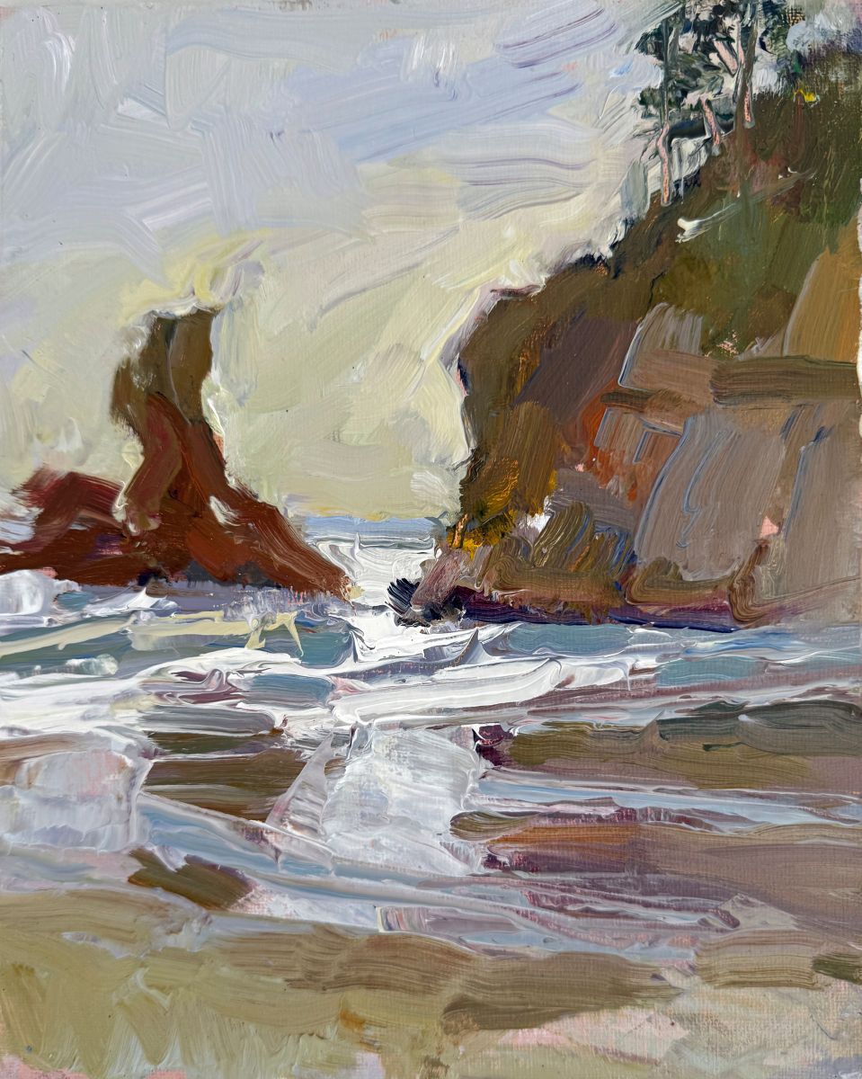 JEANNE EDWARDS - Beach Reflections, oil on panel (framed) 8x10