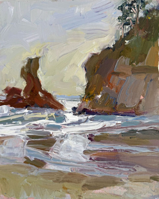 JEANNE EDWARDS - Beach Reflections, oil on panel (framed) 8x10