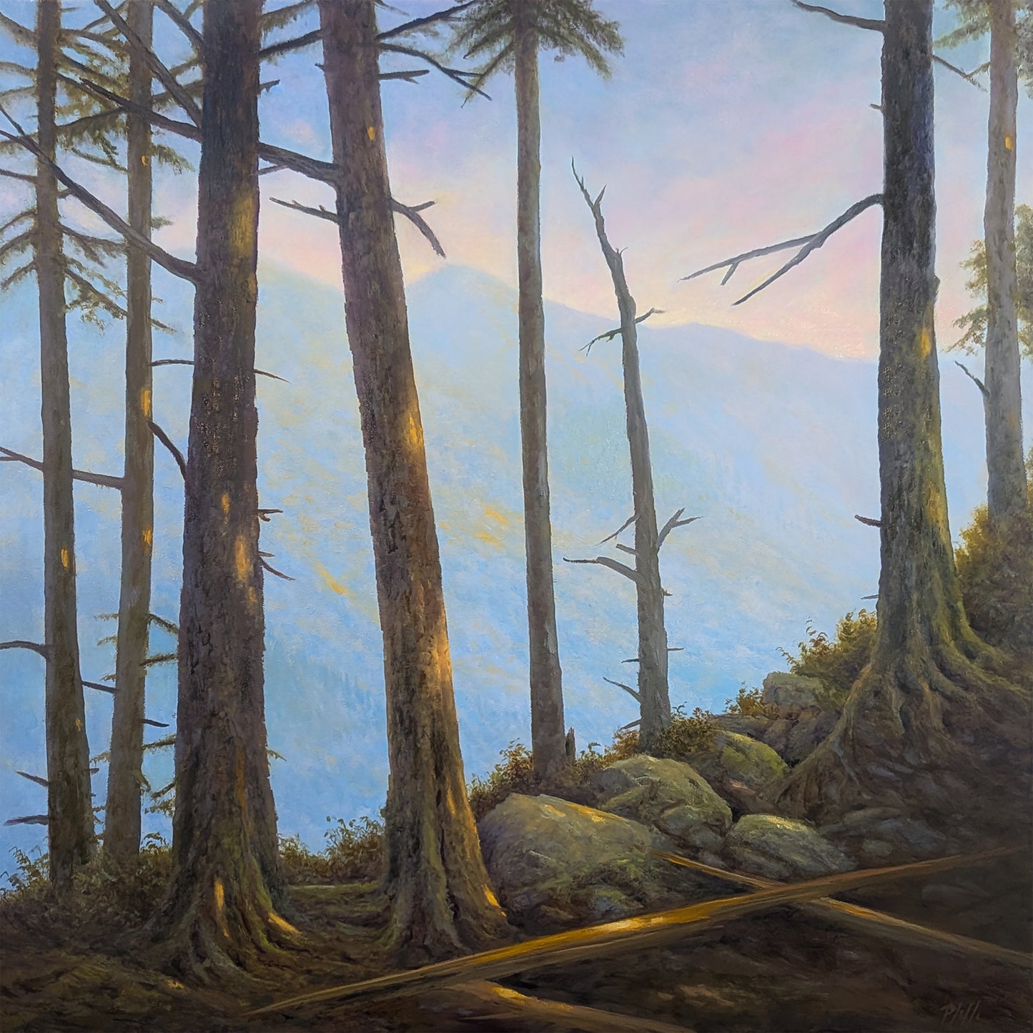 TIM PFEIFFER - Beacon Rock Trail, oil on canvas original 24x24 (framed)