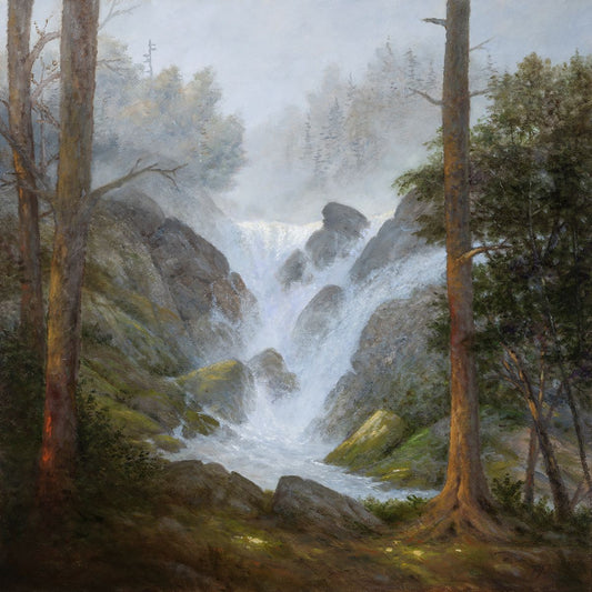 TIM PFEIFFER - Below the Falls, oil on 1 1/2" deep gallery wrap canvas 24x24 (framed)