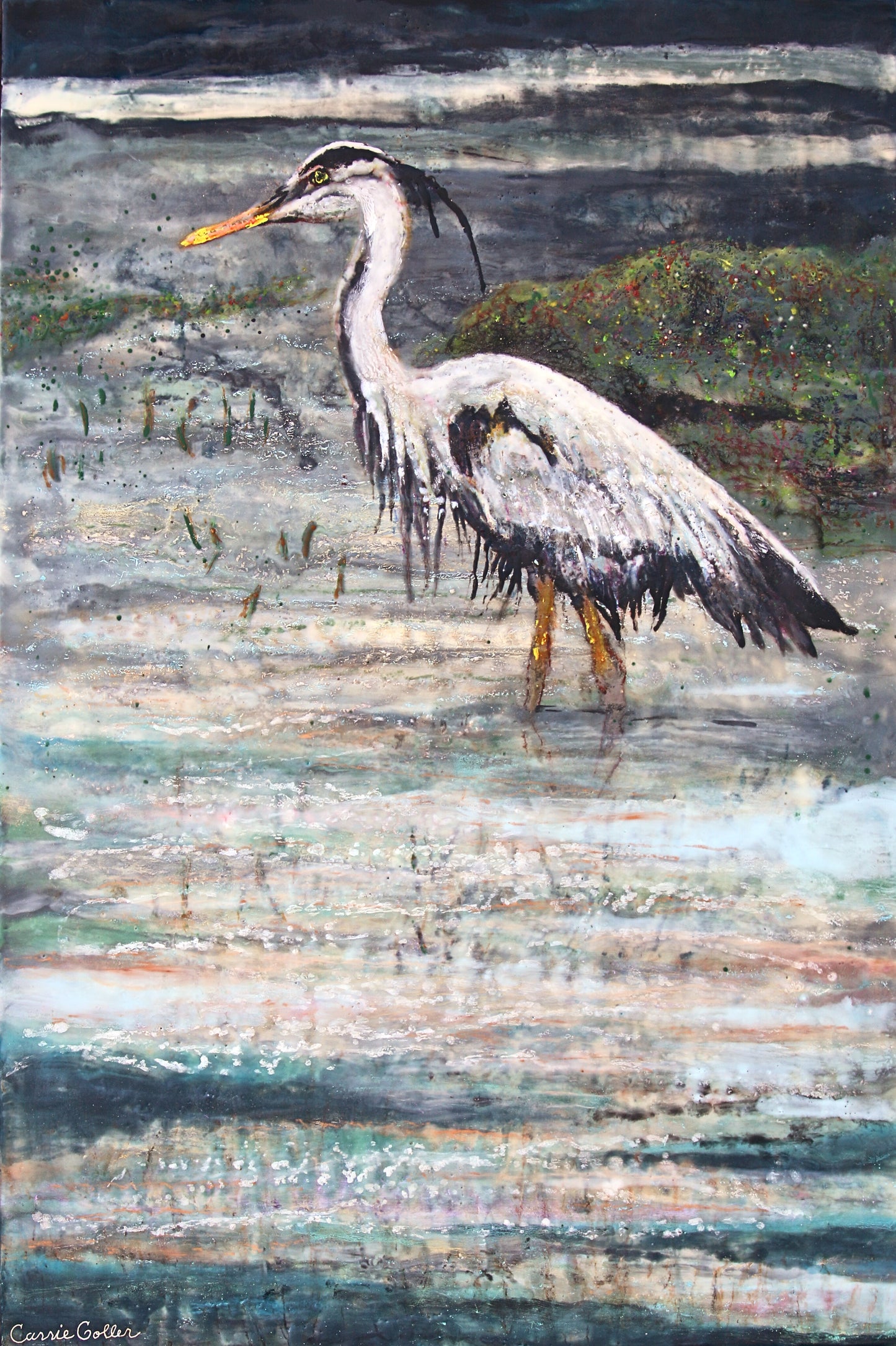 Prints available, original ***SOLD*** CARRIE GOLLER - Blanco, encaustic/mixed media 24x36