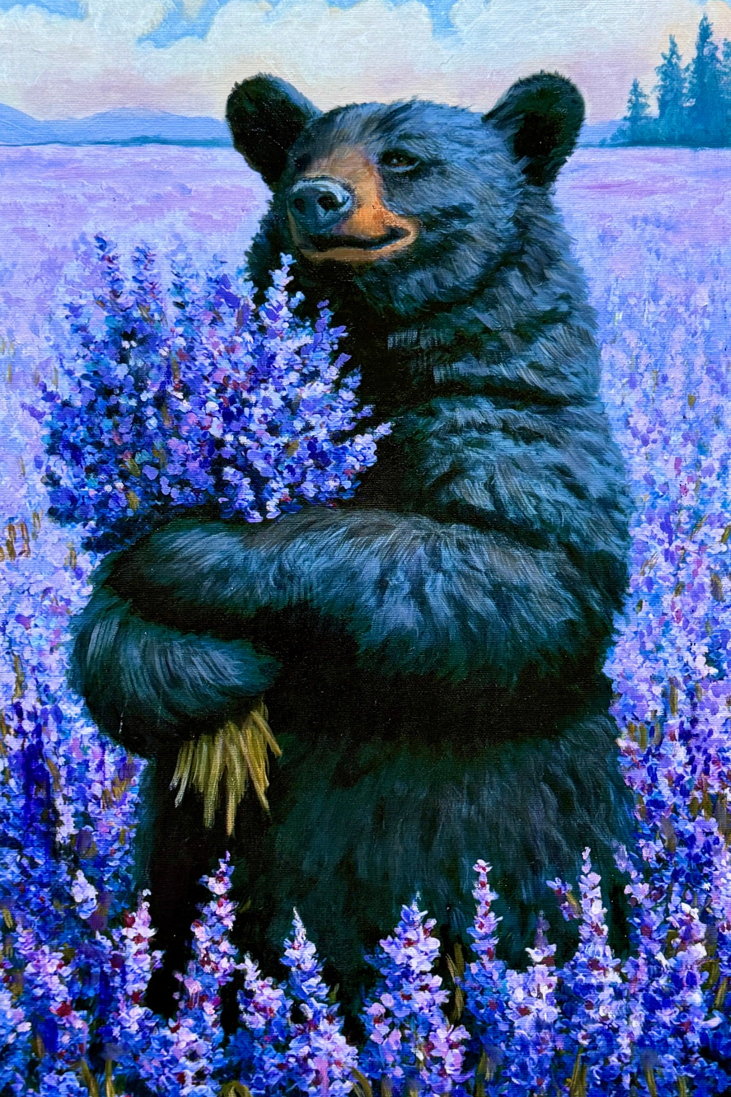 JANDI SMALL - The Bouquet Bandit, Oil on canvas Panel, 12x18x1.5
