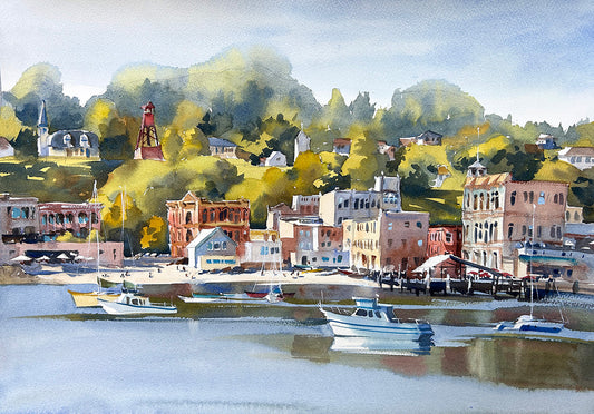 Ina Xi - Port Townsend Panorama, original watercolor, 23x17 (framed)