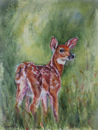 Prints available, original ***SOLD*** CARRIE GOLLER - Bronwyn, encaustic/watercolor 16x12