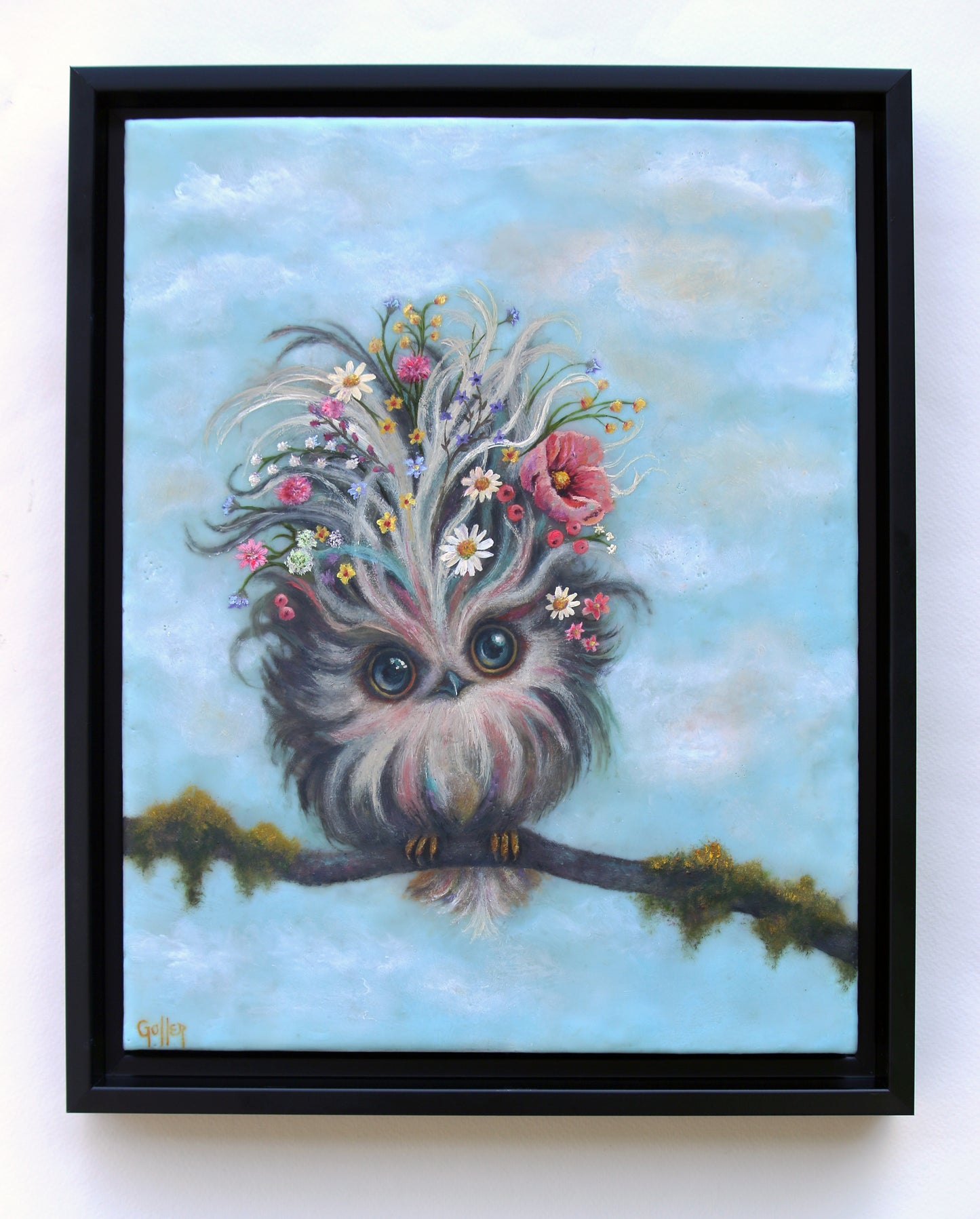 CARRIE GOLLER - Bruna, Floriferous Wowl, Mixed Media - Oil/Encaustic 14"x11" ***At Rehs Contemporary Galleries, NYC, please inquire at (212) 355-5710***