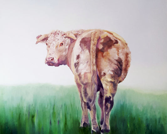 CARRIE GOLLER PRINTS - CREATURES - BULLSEYE  original oil, 60x60