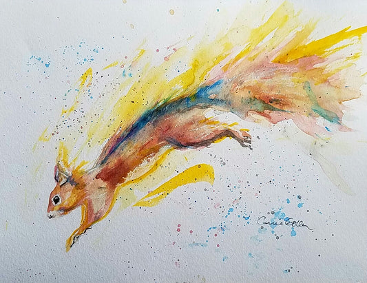 Prints available, original ***SOLD*** Carrie Goller - Butch, Watercolor in black frame 9x12