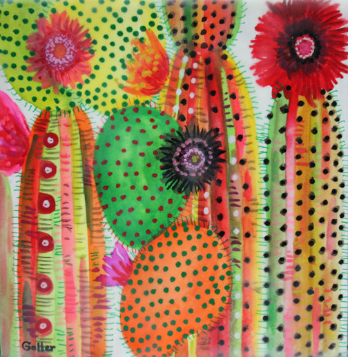 CARRIE GOLLER PRINTS - Cactus Party IV, Original size 9"x9"