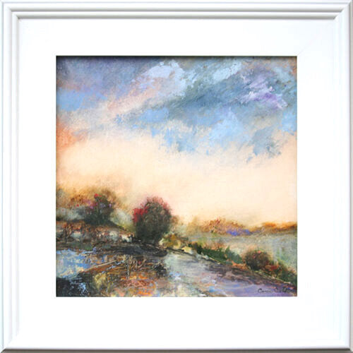 Carrie Goller - Countryside, cold wax & oil 12x12 (framed)