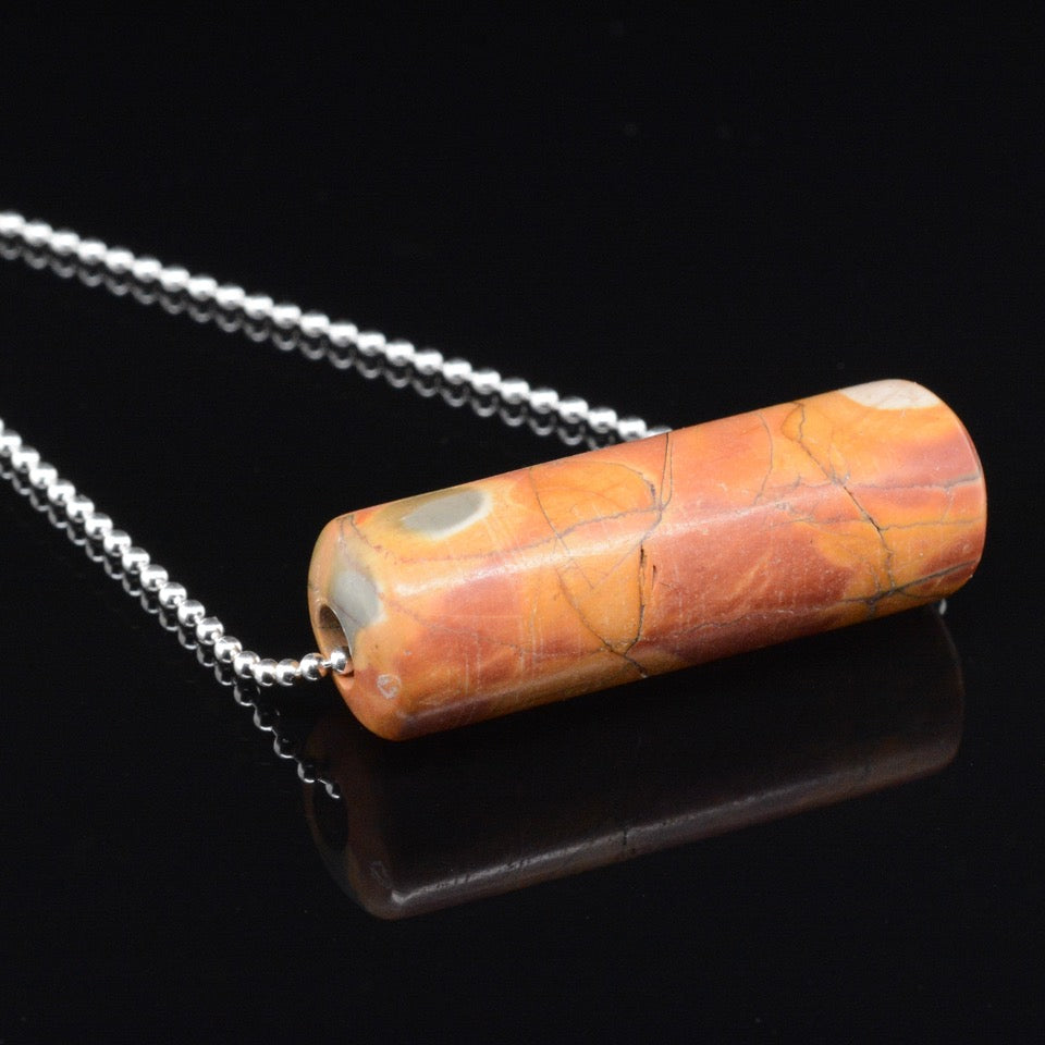 Jody Lyle -   Long Red Creek Jasper Bead on a Bead Chain,  #3828