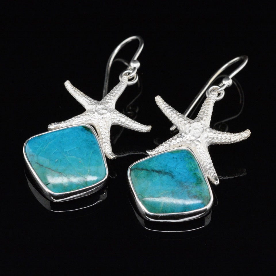 Jody Lyle -  Starfish Earrings with Chrysocolla, #3806