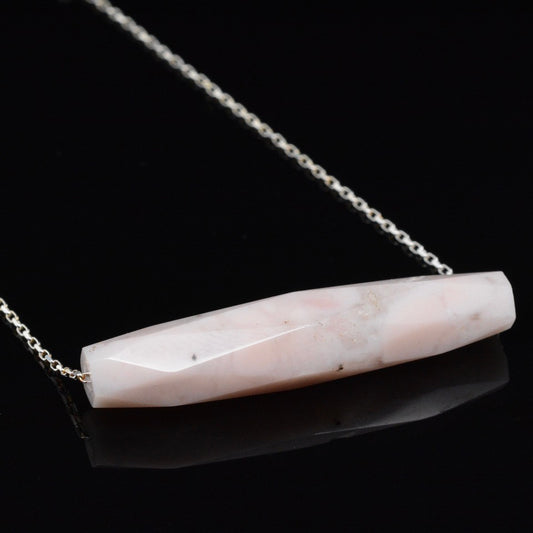 Jody Lyle - Long Facetted Pink Opal Bead On a Box Chain, #3838
